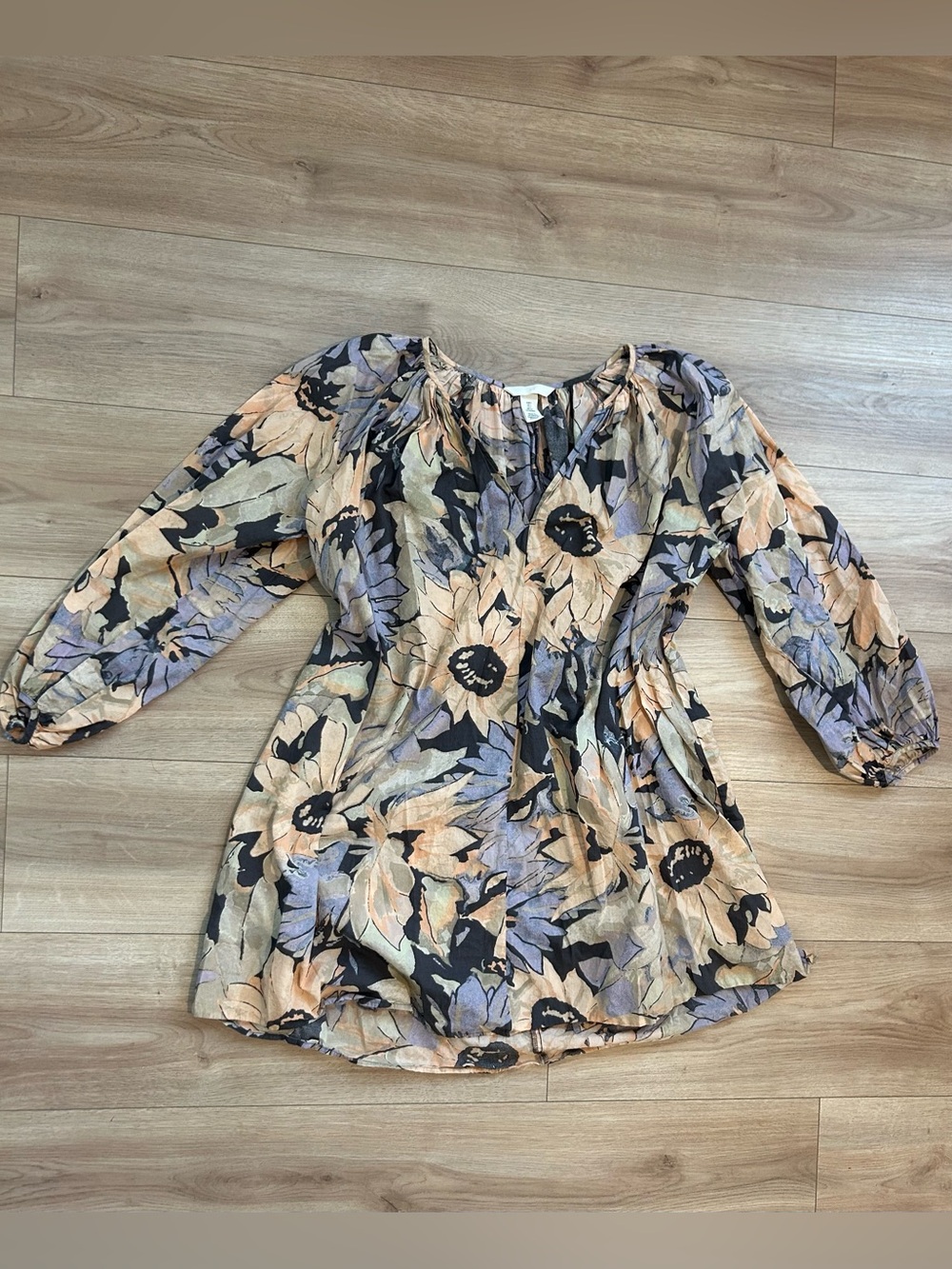 H&M Floral V-Neck Tunic - Peach & Lavender